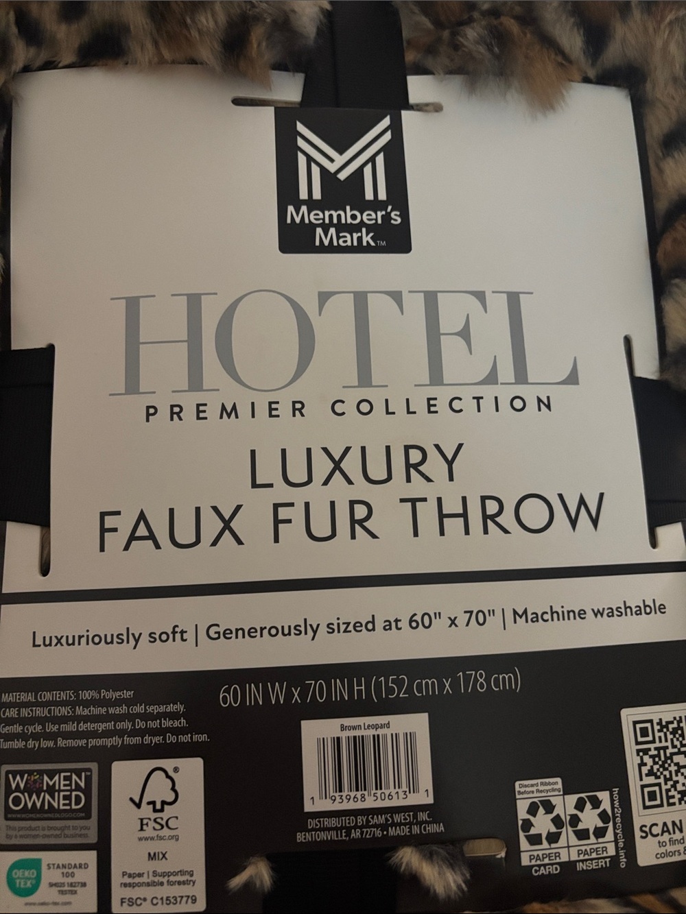 Hotel Collection Brown Leopard Faux Fur Throw by Hotel Collection